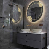 Specchio LED Rotondo | Controllo tramite interruttore a muro | Luce bianca calda - Reyze Serie Good Vibes Modello 7